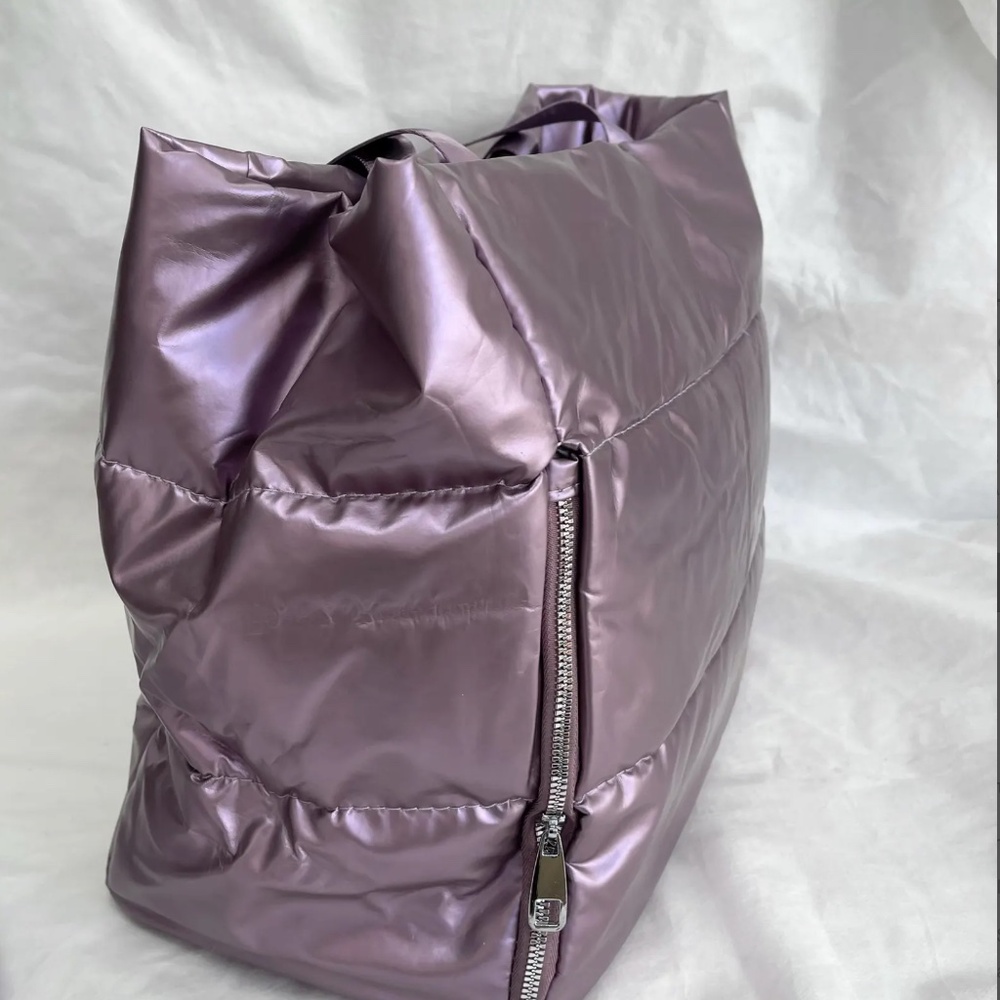 Puffer Tote Bag, Large Padded Bag, Purple Bag, Padded Bag, Winter Puffy Bag NEW - Picture 3 of 7